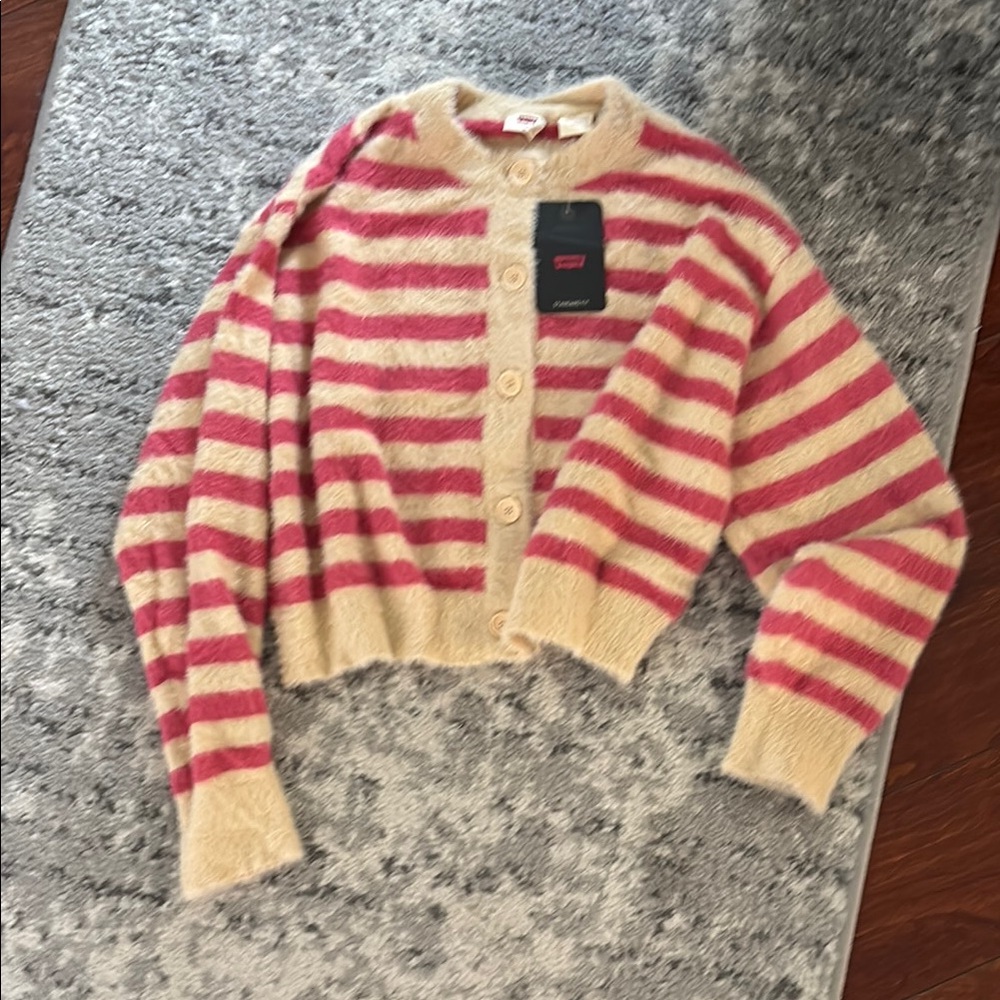 Levi's Pink and Cream Striped Cardigan